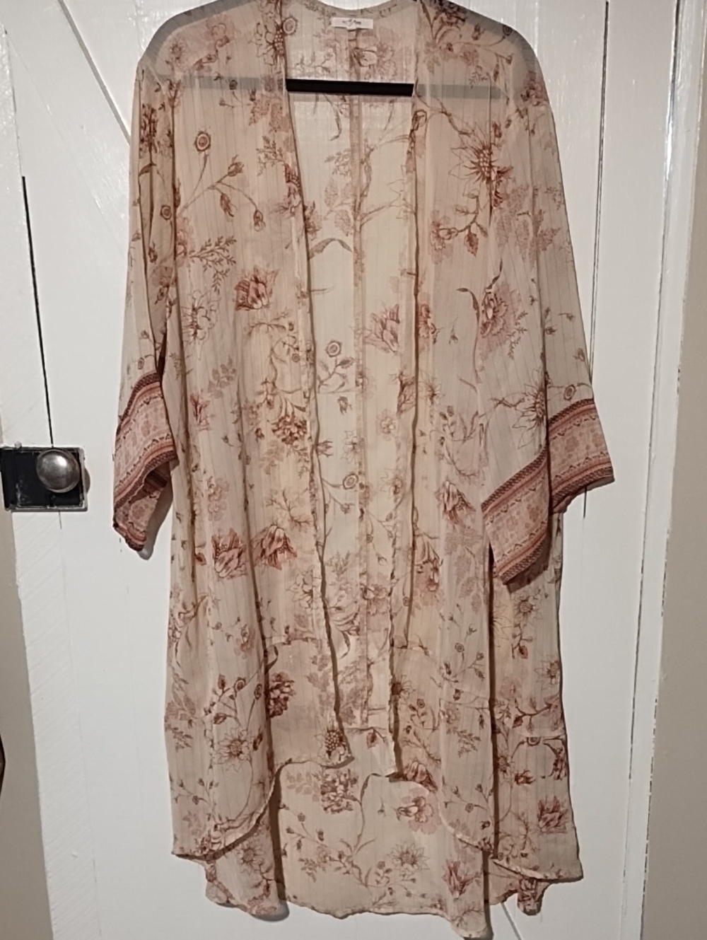 Maurice's VGC Duster Size 3X 3/4" Sleeves Floral.